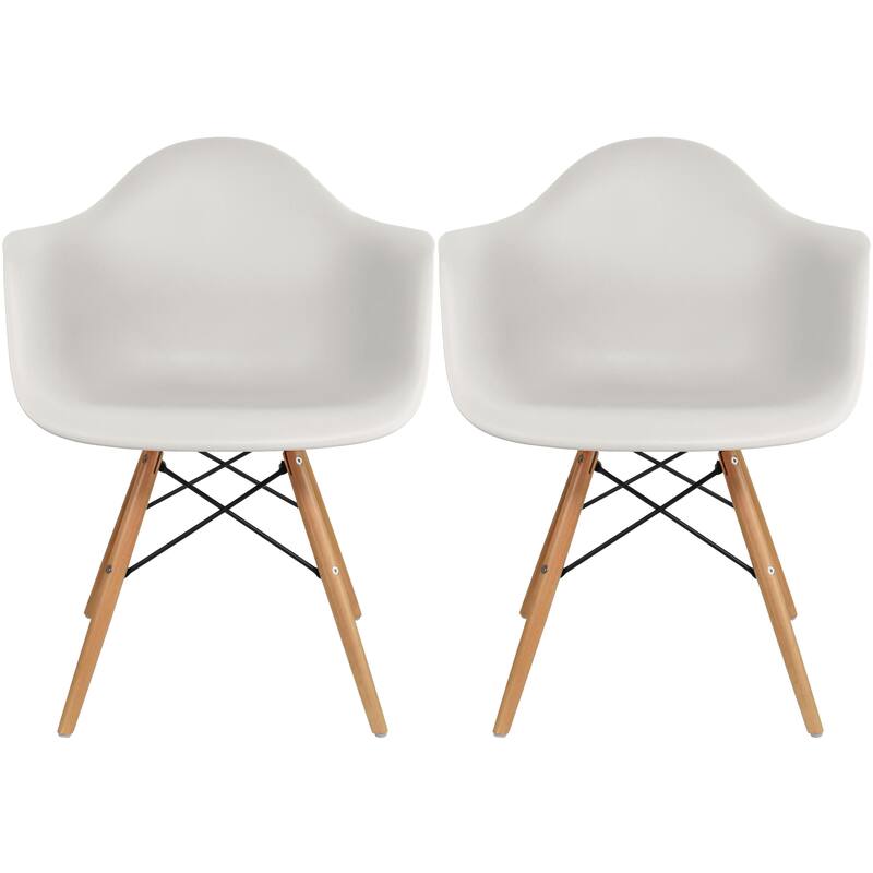 Set of 2 Retro Designer Chairs For Kitchen Office Rental Party Home Indoor Patio Outdoor Waiting Room Guest Bedroom - Light Gray