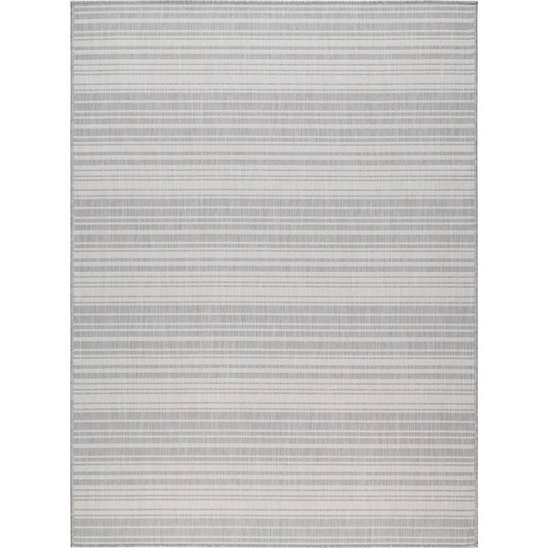 Beverly Rug Beige Striped Indoor Outdoor Rug, Outside Carpet for Patio, Deck, Porch