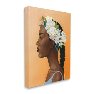 Stupell Woman Wearing Rose Floral Crown Strong Portrait Canvas Wall Art ...