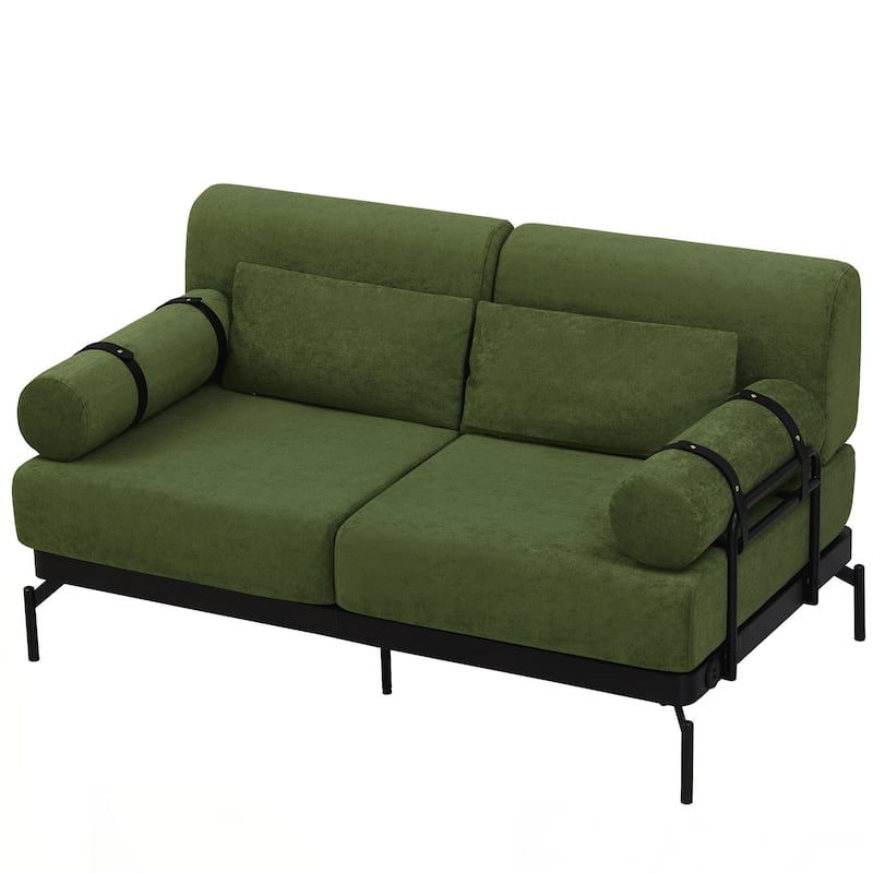Modern Loveseat Sofa 59" Sofa Couch 2-Seater Sofa with Flexible USB Ports , Unique Cylindrical Armrests for Living Room