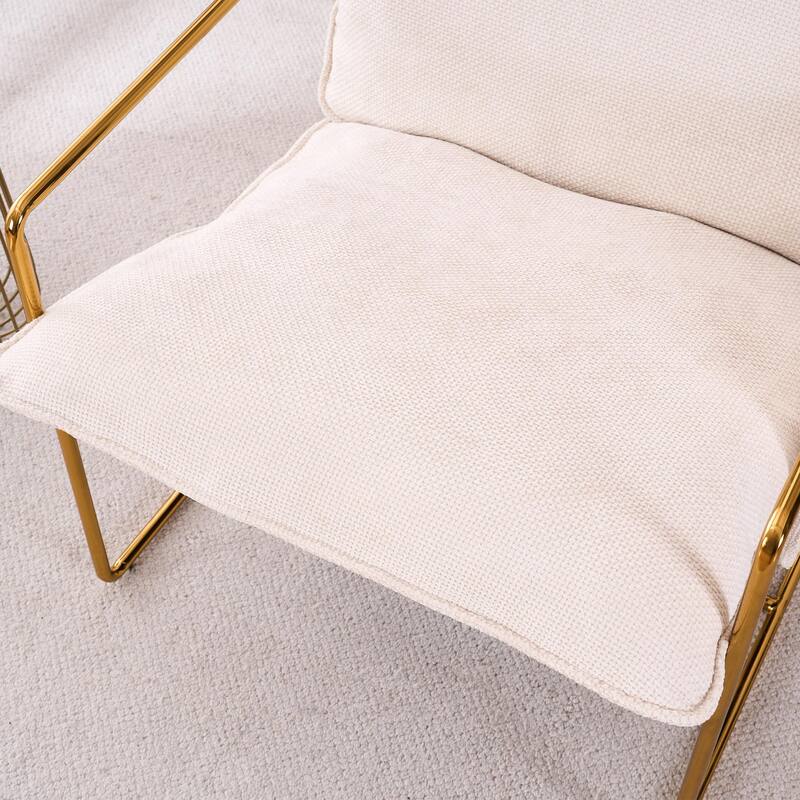 Upholstered Hanging Armchairs with Arm Pockets, Metal Frame,Set of 2