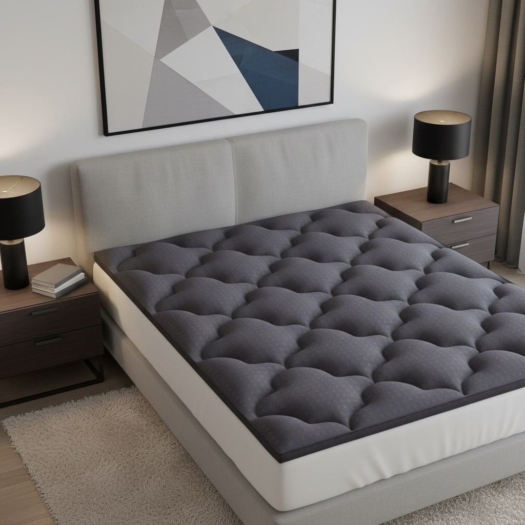 2" Dark Gray Cotton Extra Long Twin Mattress Topper - Dark Gray