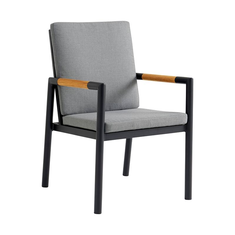 Royal Aluminum and Solid Teak Wood Outdoor Patio Dining Chairs - Set of 2