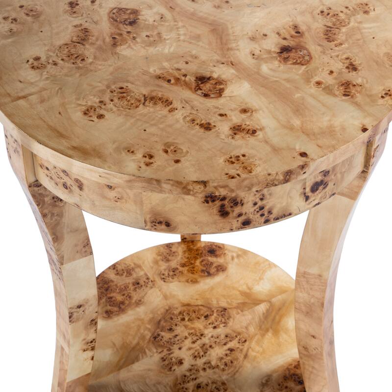 Holdin Round Burl Wood 18"W Side Table