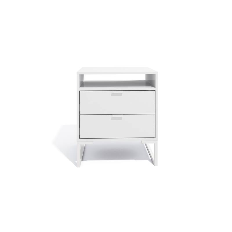Mid-Century Modern Collins Nightstand - 2 Drawers & Niche