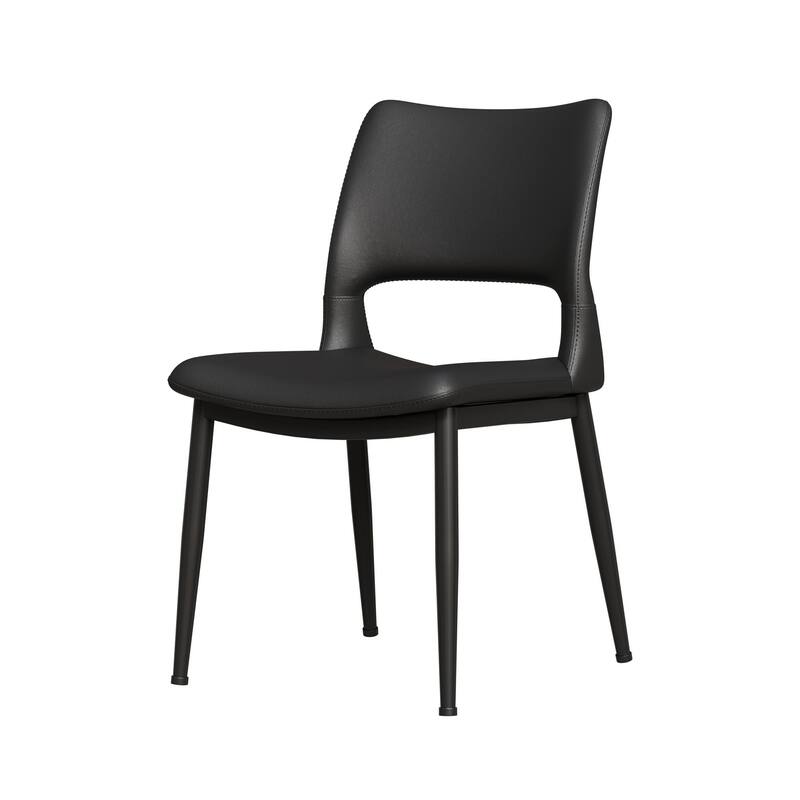 Modern Minimalist Pu Leather Dining Chairs Set Of 2, Comfortable Backrest Design, Metal Leg Support, Suitable For Restaurants