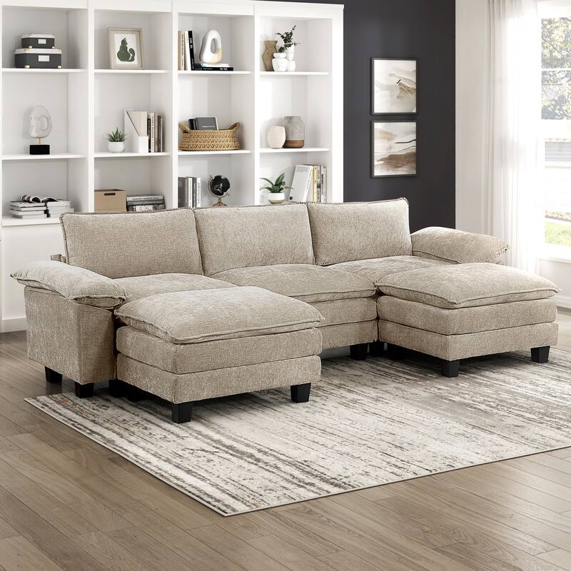 Fremont & Park Terra Chenille 5-Piece Modular Sectional Sofa - Ottoman