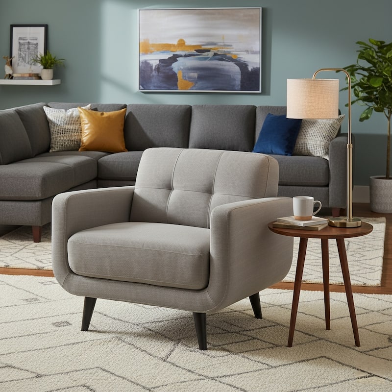 AC Pacific Crystal Grey Polyester Mid-century Armchair