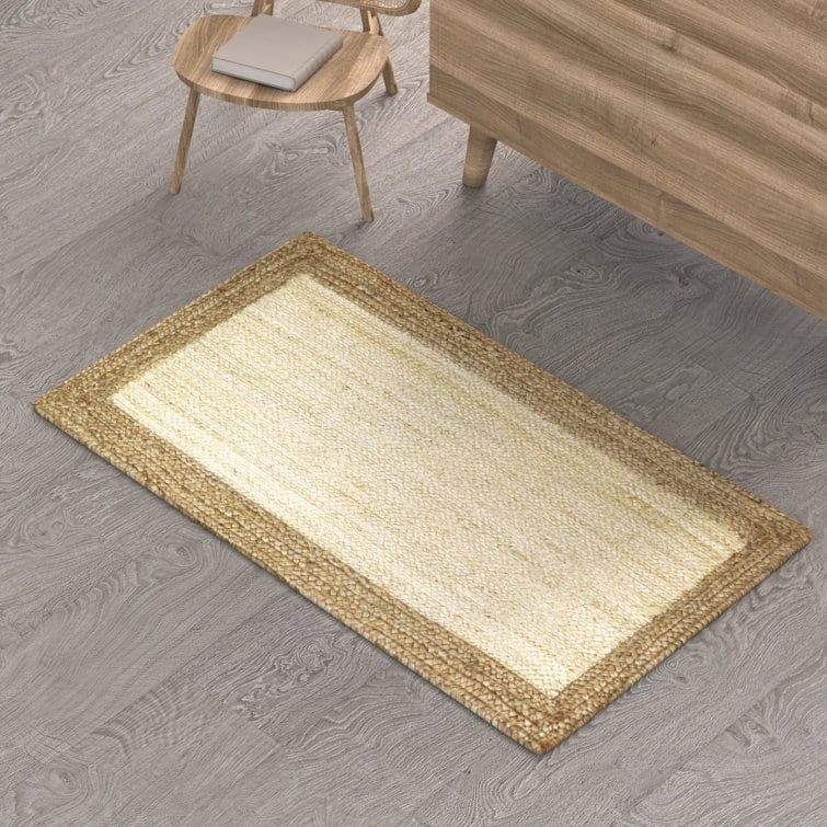 Jute Hand Braided Zigzag Stitch Natural Fibers Farmhouse Style Area Rug - Brown/Cream - Rectangle 2'4" x 4'