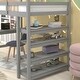 preview thumbnail 2 of 5, Gray Pine Wood Loft Bed with Desk, Ladder, and Shelves, High Guard Rails