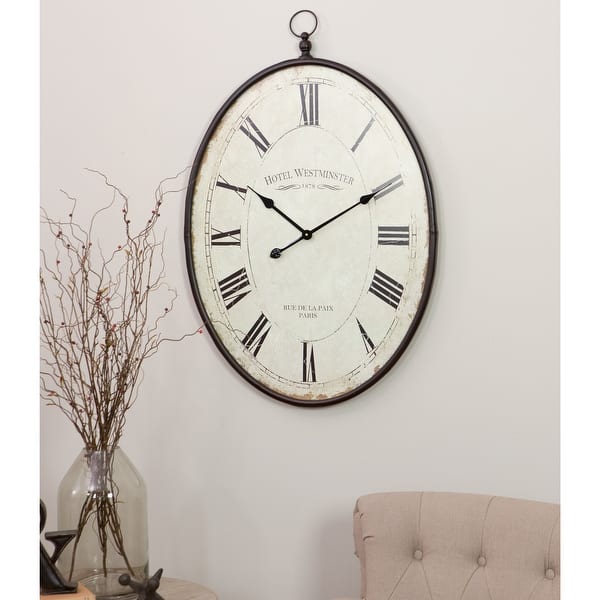 slide 2 of 7, Ines Large Oval Wall Clock - 36"H x 23.5"W x 1.5"D