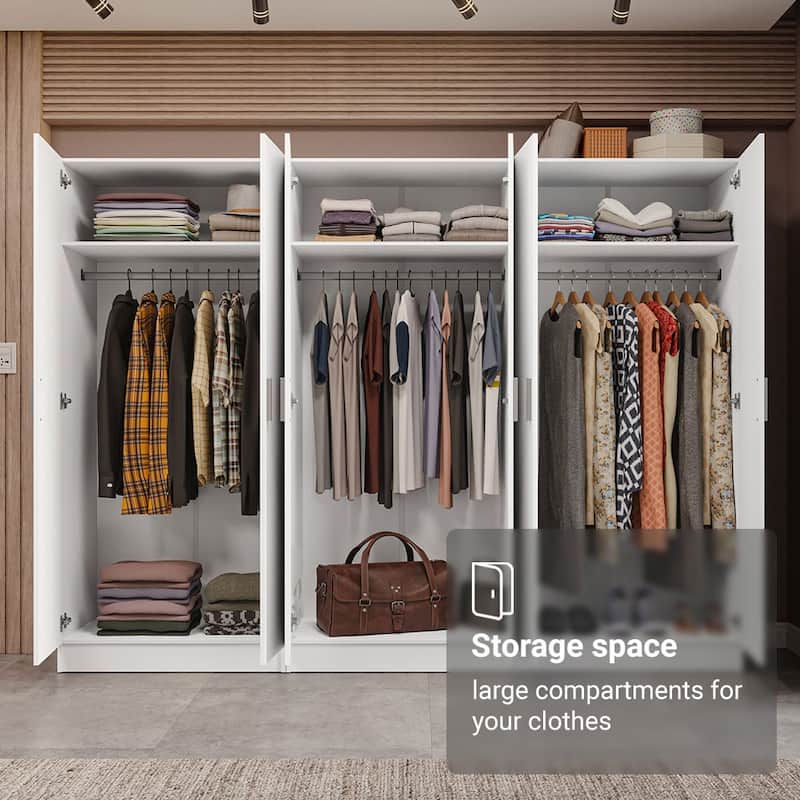 Madesa 6 Doors Storage Cabinet with Ample Shelves Space 94"L Utility Armoire Closet Entryway and Bedroom Organization Unit
