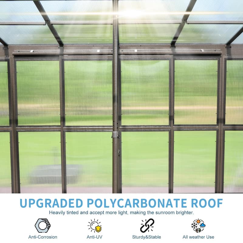 Lean-to Sunroom 10x14FT, Wall Mounted Solarium