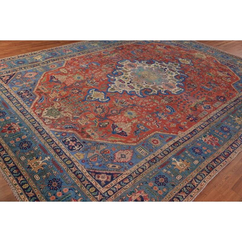 Orange Tabriz Persian Area Rug Handmade Wool Carpet - 9'3"x 12'10"