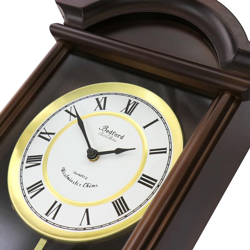 Bedford Clock Collection George 22In Chestnut Pendulum Wall Clock