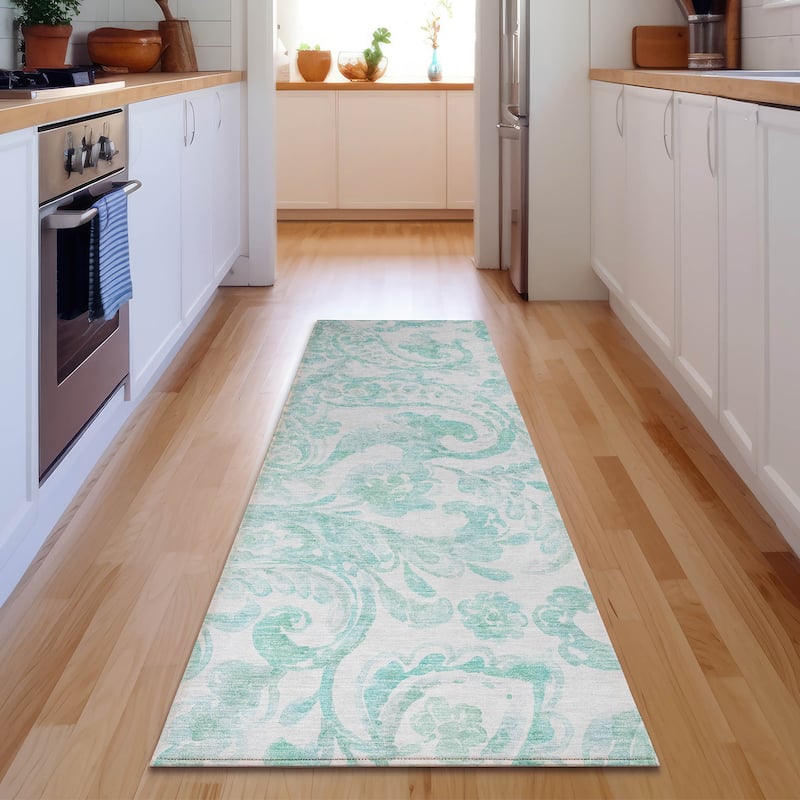 Premium Washable Super Soft Modern Paisley Mayfield Rug - Turquoise - 2' 3" x 7' 6" - Runner