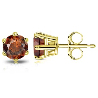 Auriya 14k Gold 2ctw Brown Diamond Stud Earrings 6-prong (SI1-SI2)