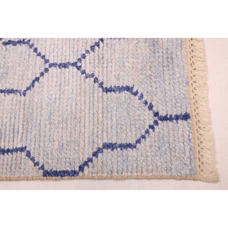 ECARPETGALLERY Hand-knotted Tangier Light Denim Blue Silk Rug - 4'11 x 7'9