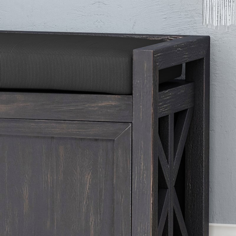 Modern Shoe Storage Bench with Upholstered Cushion for Living Room and Entryway
