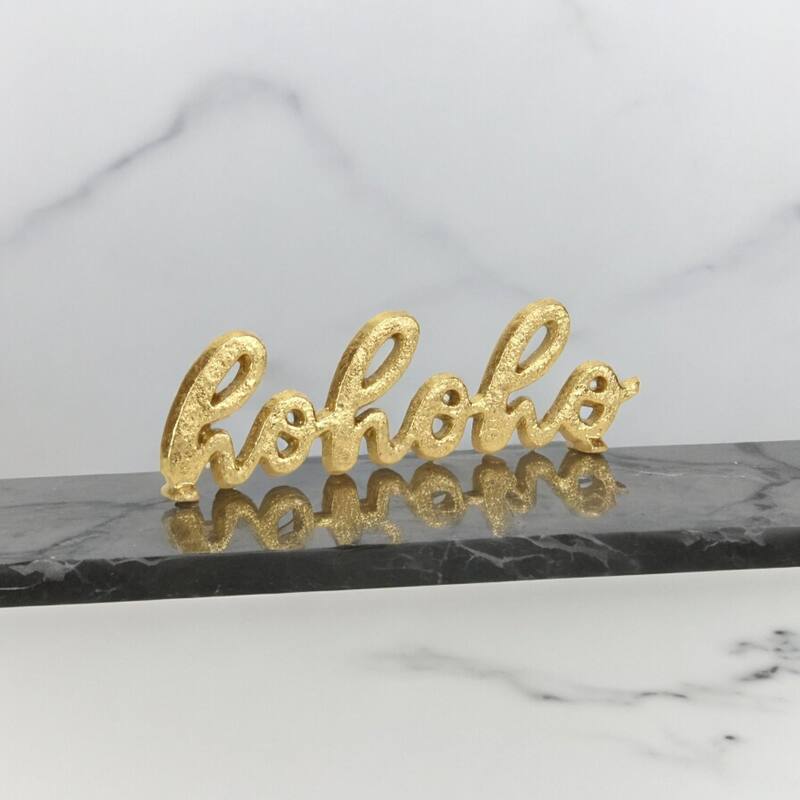 Handcrafted Cast Iron "hohoho" Christmas Sign - 8.5" - Gold