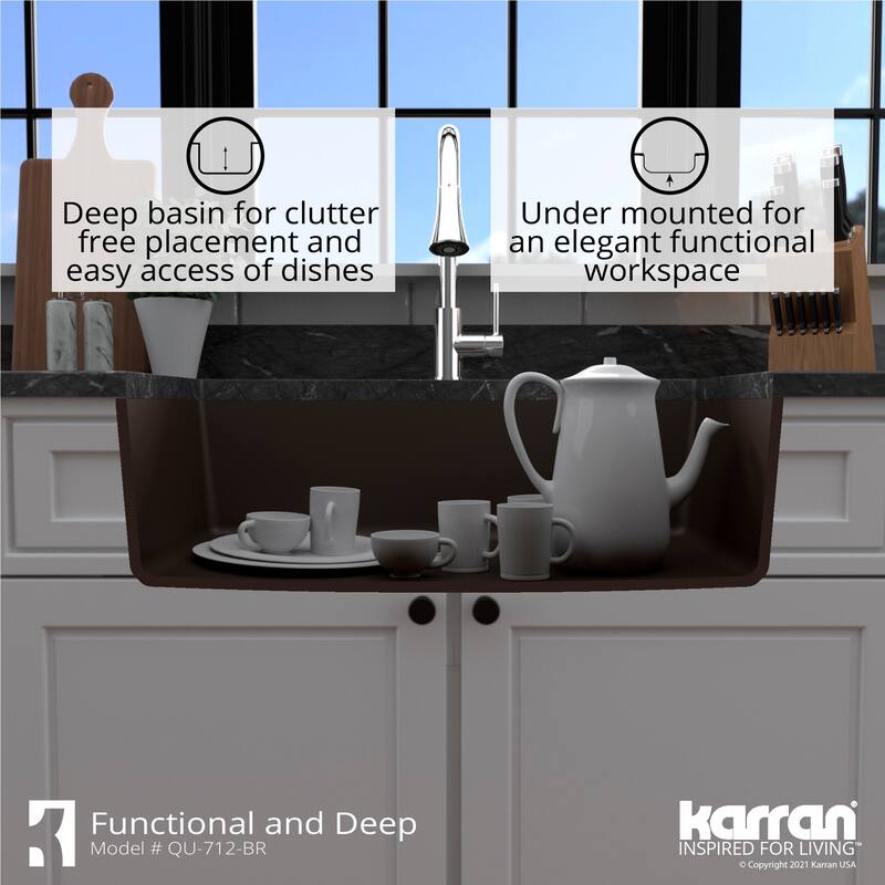 Karran Undermount Quartz 32 in. Single Bowl Kitchen Sink Kit