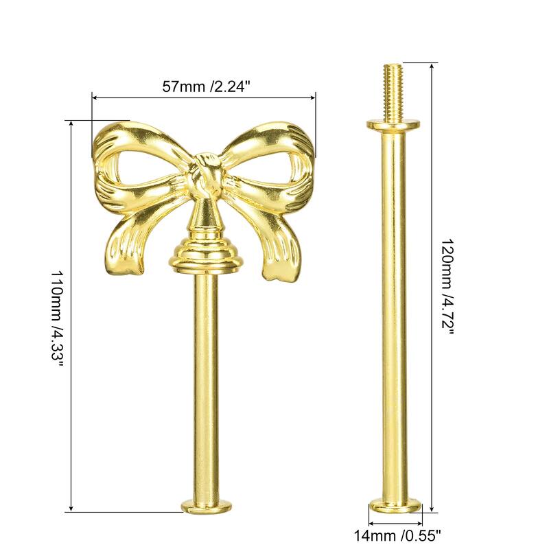 Cake Tray Stand Handle Cupcake Dessert Plate Hardware Fitting Holder Rod Stand Handle, 3-Tiers Bow-Knot Gold - 2 Set