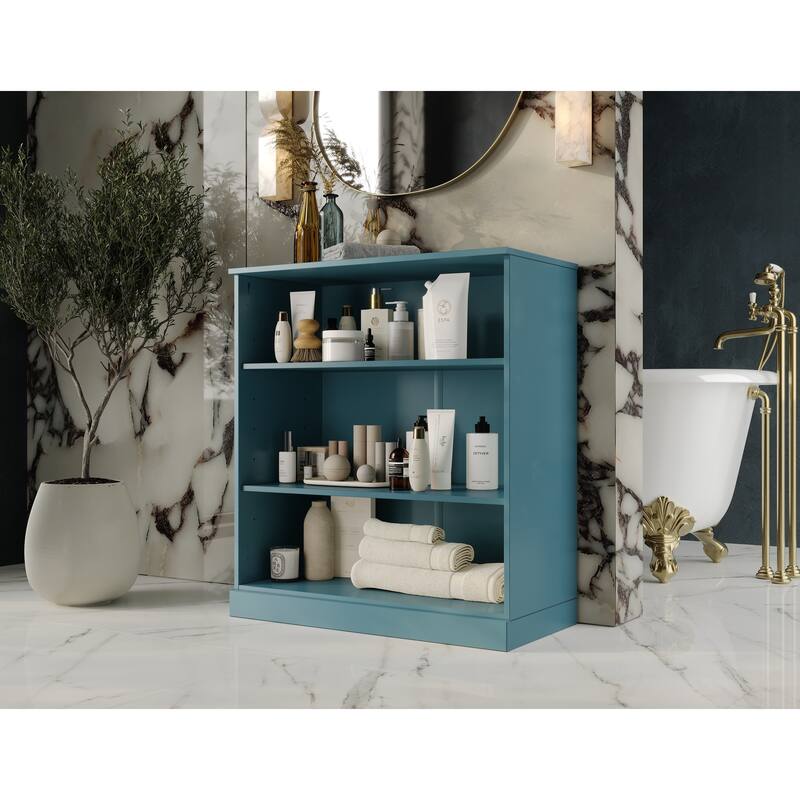 Palace Imports 100% Solid Wood 32" Bathroom Cabinet with Adjustable Shelves - Teal Blue