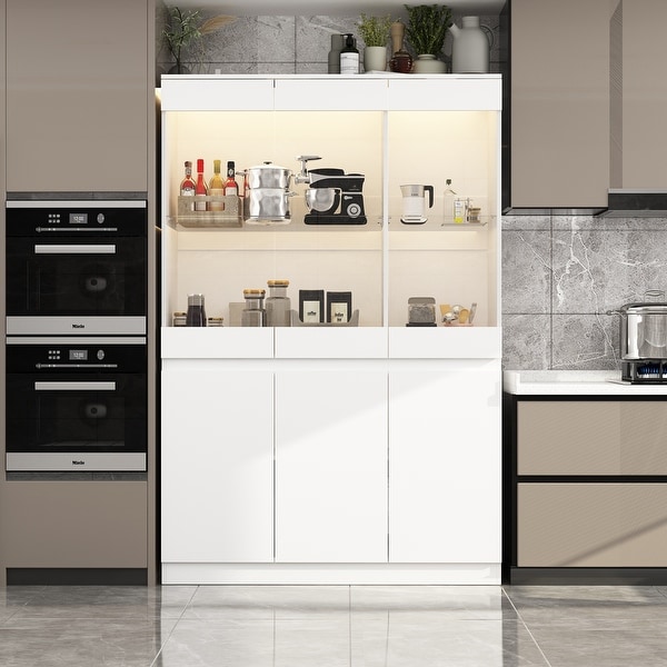 Modular Glass Display Cabinets Storage Cabinets with 3 Colors Lights 47.2 W Door