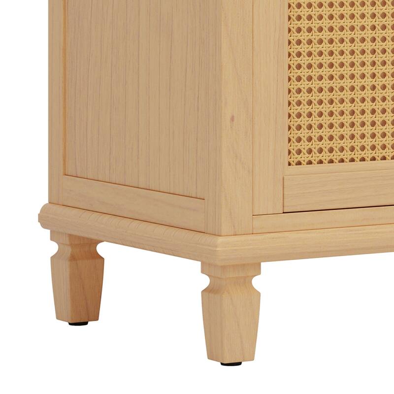 Roomfitters 36" Rattan Bathroom Vanity with Ceramic Sink, Modern Cabinet with Soft-Close Doors and Storage units
