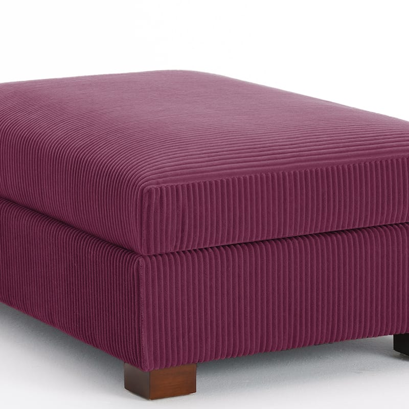 Modern Rectangle Oversized Stripe Corduroy Ottoman