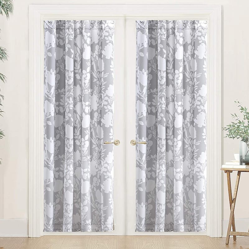 Porch & Den Nolana Floral Pattern Room Darkening French Door Curtain Panel