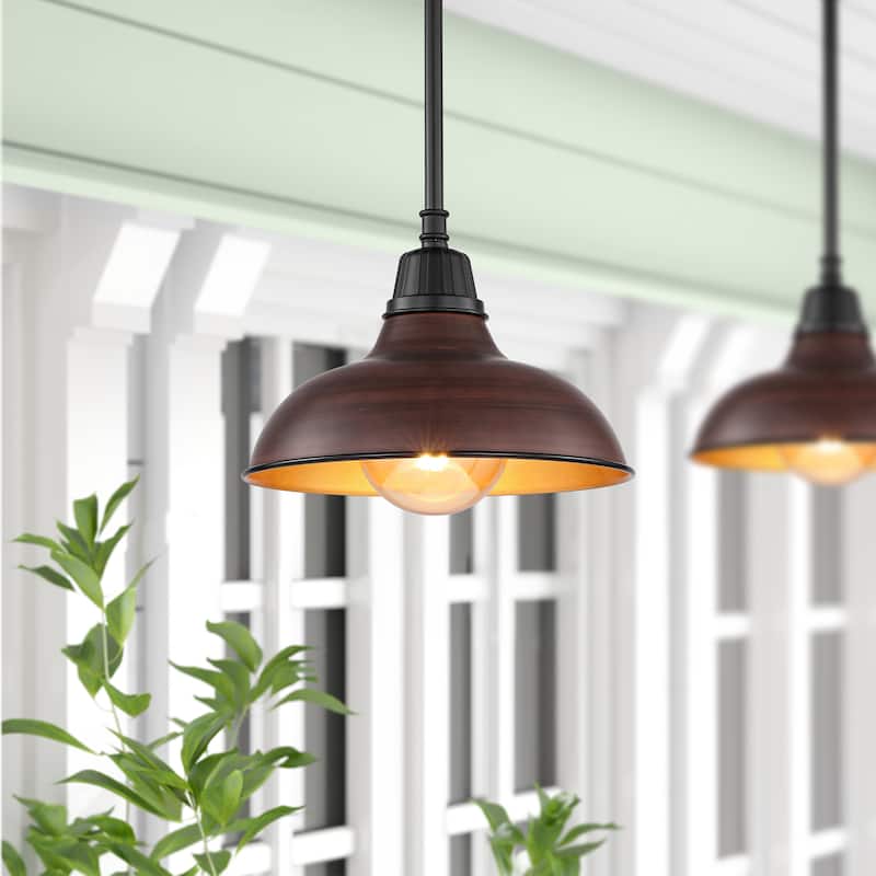 12.25" 1-Light Indoor/Outdoor Iron LED Pendant, by JONATHAN Y - 12.25