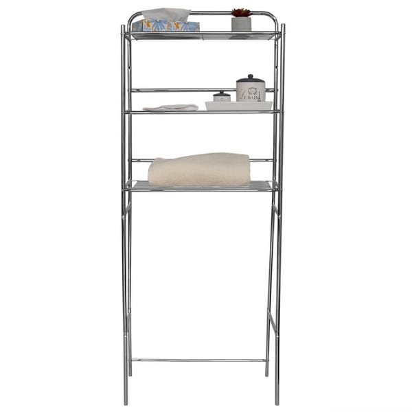 chrome bathroom shelves over toilet