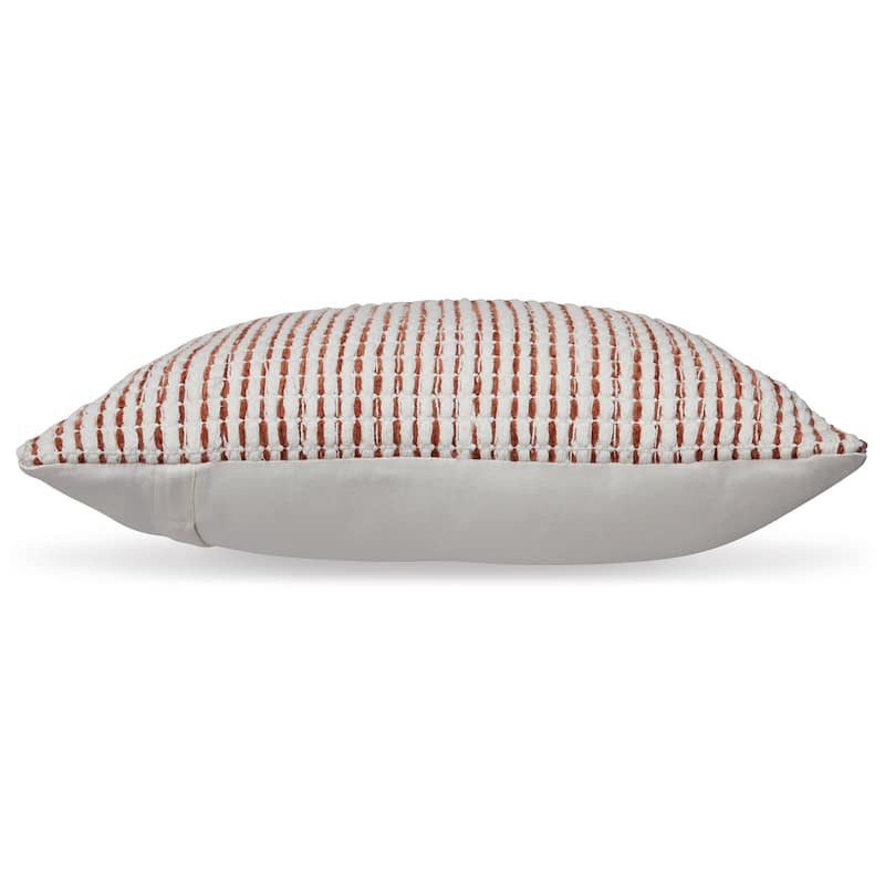 Lien 19 Inch Throw Pillow Set of 4, Striped Design, White Brown Cotton