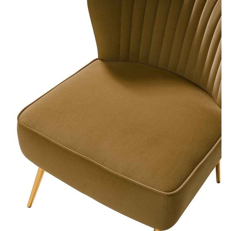 Monica 22''W Upholstered Modern Tufted Accent Side Chair with Gold Legs by HULALA HOME