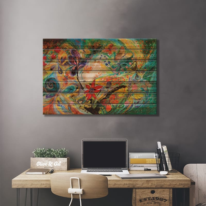 The Dancing Butterflies Print On Wood by Elena Kotliarker - Multi-Color