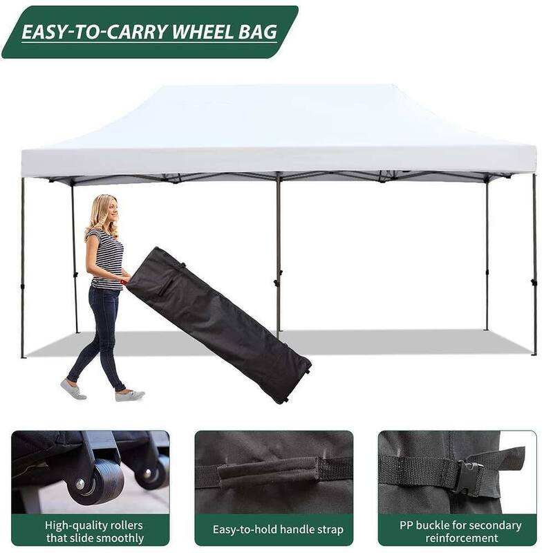 EROMMY Heavy-Duty Instant Canopy Tent for Commercial Use – Includes Roller Bag, Sandbags, Wind Ropes, and Ground Stakes