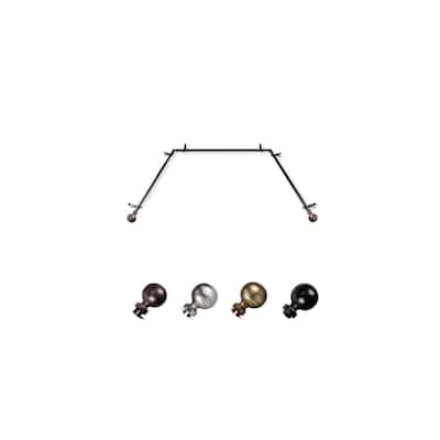 Bay Window Curtain Rods & Hardware - Telescoping Design, Adjustable 38-72" Center Rod, Satin Nickel Finish - M