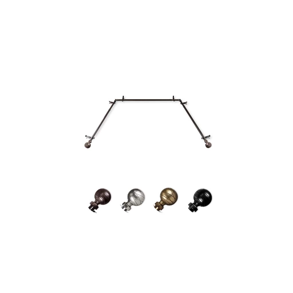 Bay Window Curtain Rods & Hardware - Telescoping Design, Adjustable 38-72" Center Rod, Satin Nickel Finish - M