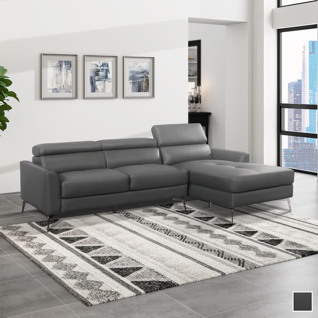 Freemont & Park Helix Contemporary Grey Leather Sectional Sofa