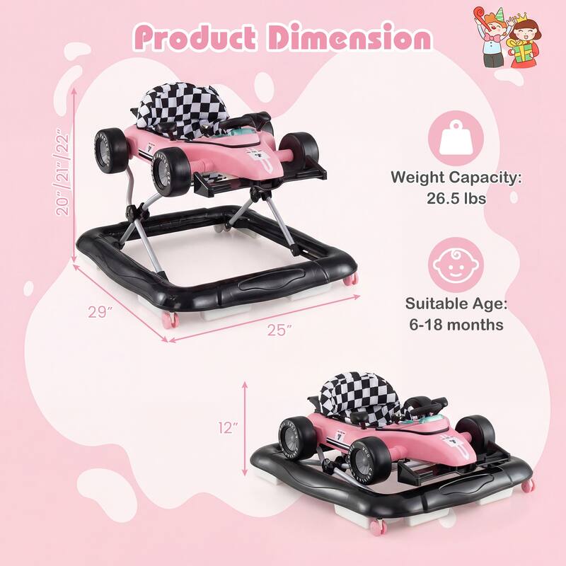 Gymax 4-in-1 Baby Push Walker Activity Center w/3-Level Adjustable