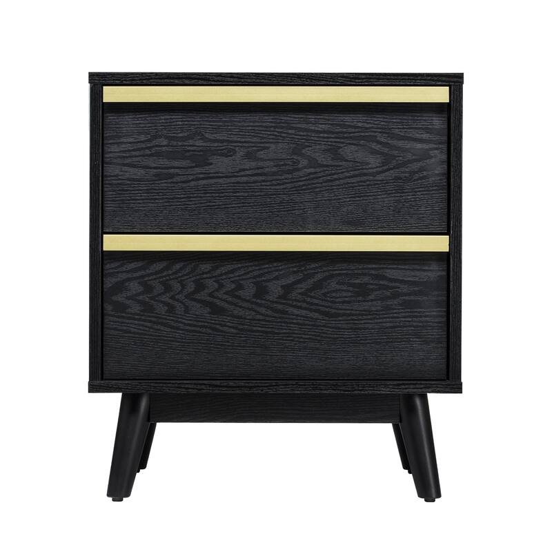 Sango Cortland 2 Drawer Nightstand, Black- Stylish and Functional Storage - Black - 2-drawer