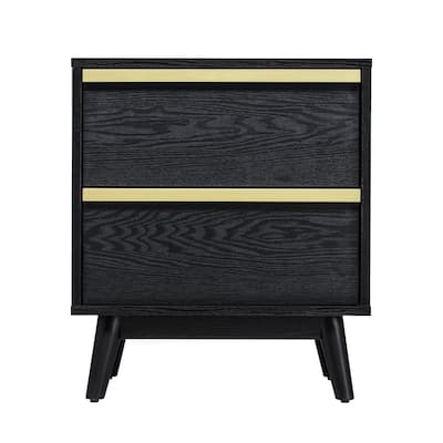 Sango Cortland 2 Drawer Nightstand, Black- Stylish and Functional Storage