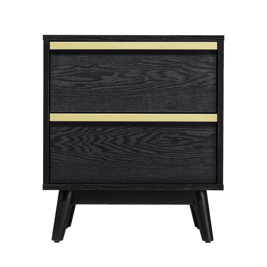Sango Cortland 2 Drawer Nightstand, Black- Stylish and Functional Storage