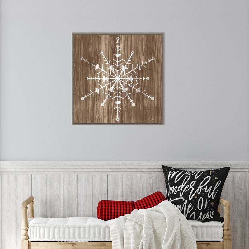 Barnwood Wonderland II Snowflake by June Erica Vess Framed Canvas Wall Art