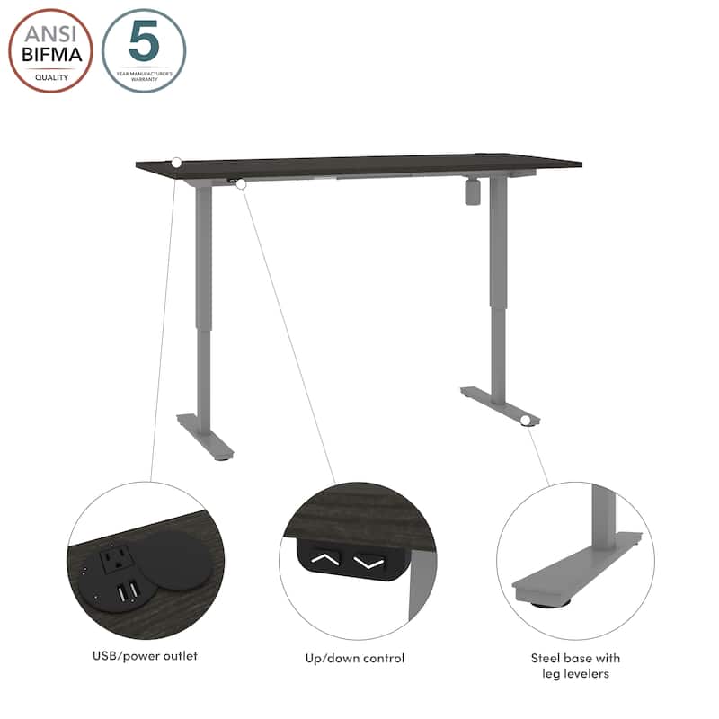 Bestar Upstand 72W x 30D Electric Height-Adjustable Standing Desk
