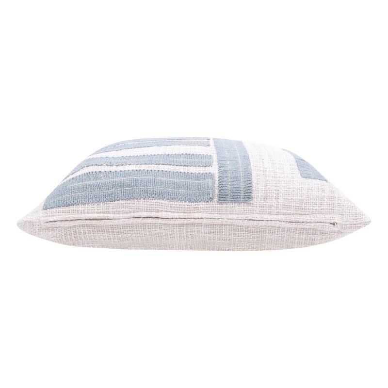 Handwoven Striped Square Throw Pillow Cover - 20" - Beige and Blue