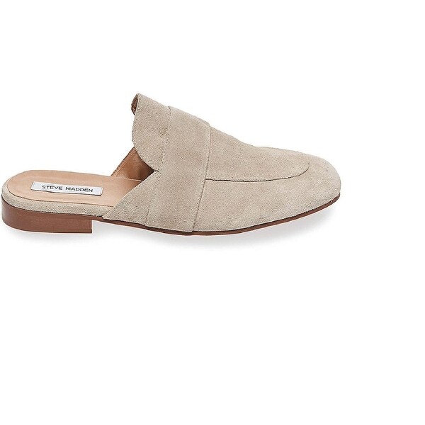 Steve Madden Huey Mens Beige Leather Flip Flops Slip On Sandals Shoes