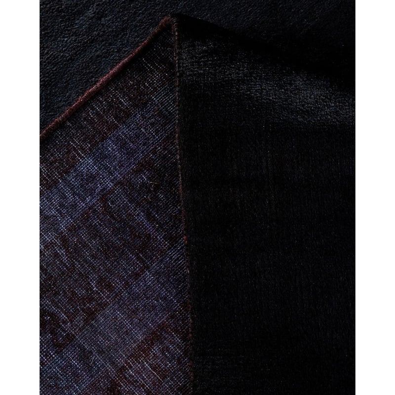 Overton Hand Knotted Wool Vintage Inspired Modern Contemporary Overdyed Black Area Rug - 9' 5" x 12' 0"