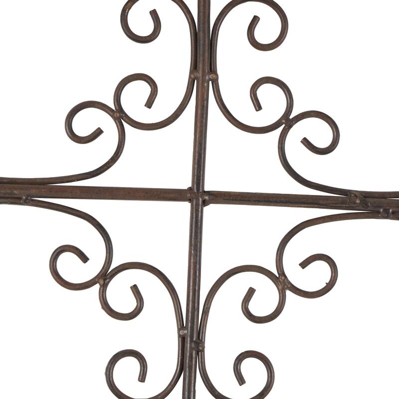 Wood Scroll Distressed Ornamental Panel Home Wall Decor with Bronze Metal Wire Details - Cream - Roche River Decor